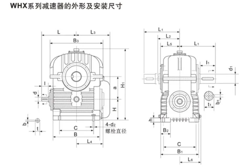 WHX蝸輪蝸桿減速機結(jié)構(gòu)圖